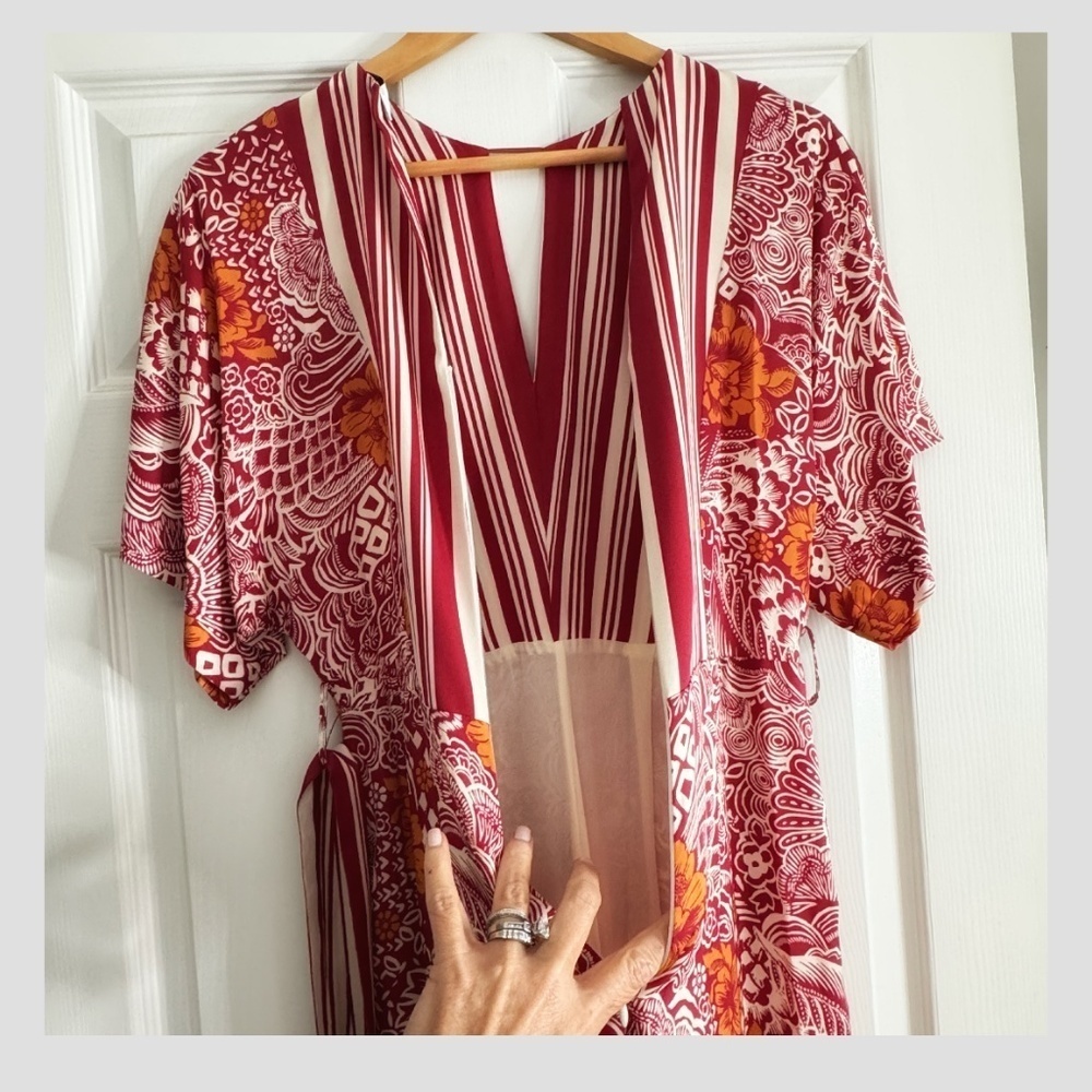 Elie Tahari Jumpsuit Silk Occasion Jumpsuit Botanical All Over Print V-Neck Belt - Picture 7 of 16